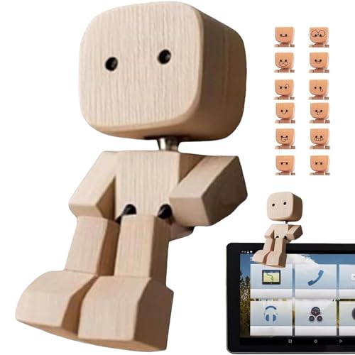 SchüTtelmann Holz, SchüTtelnde Holzfigur, Charmante Kleine Holzfigur, Die Mit 12 Magnetischen AusdrüCken Schwankt, SchüTtelmann Wackelnder Holzmann, SchüTtelmäNnchen (A) von Generic