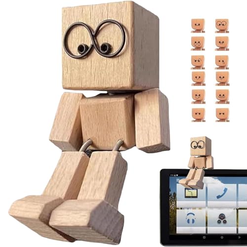 SchüTtelmann Holz, SchüTtelnde Holzfigur, Charmante Kleine Holzfigur, Die Mit 12 Magnetischen AusdrüCken Schwankt, SchüTtelmann Wackelnder Holzmann, SchüTtelmäNnchen (B) von Generic