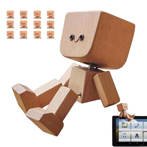 SchüTtelmann Holz, SchüTtelnde Holzfigur, Charmante Kleine Holzfigur, Die Mit 12 Magnetischen AusdrüCken Schwankt, SchüTtelmann Wackelnder Holzmann, SchüTtelmäNnchen (C) von Generic
