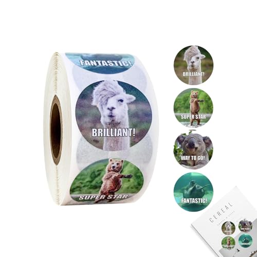 Schüleraufkleber, 500 Stück/Rolle Schüler Animal Animal Motivation Aufkleber - Weit verbreitet, 1 Zoll Klassenzimmer Aufkleber, Mode lustige runde Aufkleber pe von Generic