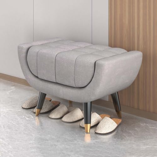 Schuhbank, gepolsterte Fußstütze, osmanische Sofabank, Bank am Ende des Bettes, Aufbewahrungsbänke mit Samtstoff, für Eingangsbereich, Schlafzimmer, Wohnzimmer, Balkon (grau, 80 cm) von Generic