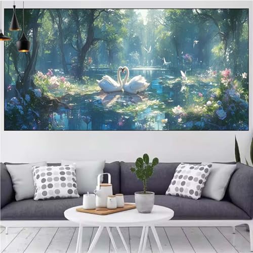 Schwan Diamond Painting xxl 100x200cm Diamond Painting Erwachsene Wald Diamant Malerei Set,Mosaikherstellung Malen Nach Zahlen Cross Stickerei Kunst Leinwand Malerei Kits,Décor Gifts Frauen CN-1053 von Generic