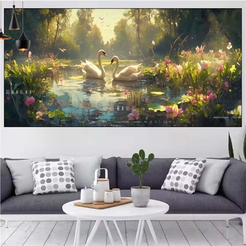 Schwan Diamond Painting xxl 90x180cm Diamond Painting Erwachsene Landschaft Diamant Malerei Set,Mosaikherstellung Malen Nach Zahlen Cross Stickerei Kunst Leinwand Malerei Kits,Gifts Frauen CN-1049 von Generic