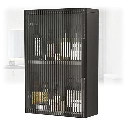 Schwarz Holz Wandschrank mit Glastüren No Drill Bad Medizin Schrank für Küche Kommode Schlafzimmer 30x14x75cm & 35x14x60cm Stylish Storage Solution. von Generic