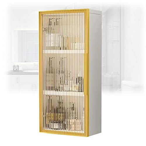 Schwarz Holz Wandschrank mit GlastürenVersatile Bad Küche Kommode & Schlafzimmer Medizinschrank No Drilling Required 30x14x75 cm Elegant Gold Finish von Generic