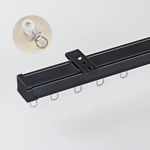 Schwer Vorhangschiene Set, Aluminium Deckenschiene, Gardinenschiene Für Wohnzimmer Schlafzimmer Büro(Schwarz,6m) von Generic