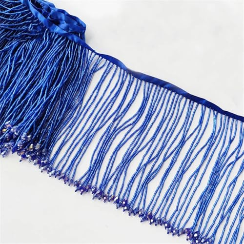 Schwere Kristall-Quaste, Fransen, 15 cm breit, Perlenbesatz, Hochzeitskleid, Nähen, Spitzenquaste, 4,5 m, Blau, 4,5 m von Generic