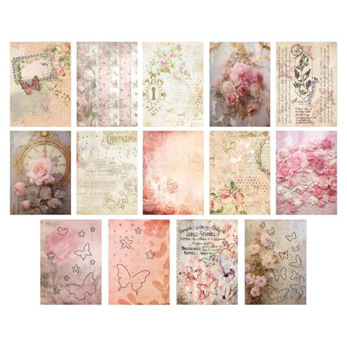 Scrapbook-Papier | 3D-Schmetterlingspapier für Scrapbooking Journal – ästhetisches Vintage-Scrapbook-Papier für Bastelsets für Journal-Planer von Generic