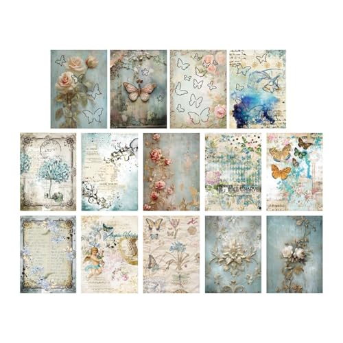 Scrapbook-Papier | 3D-Schmetterlingspapier für Scrapbooking Journal – ästhetisches Vintage-Scrapbook-Papier für Bastelsets für Journal-Planer von Generic