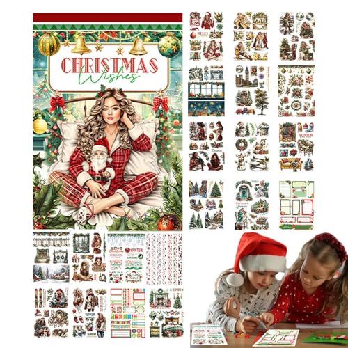 Scrapbooking Aufkleber Kit Weihnachten Scrapbooking Aufkleber Kit Dekorative Aufkleber Kit für Scrapbooking Register Kunst Werkzeug Lebendige Farben für Fotoalbum von Generic
