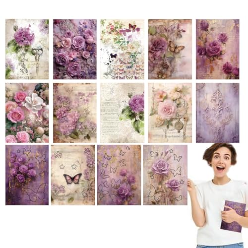 Scrapbooking-Kits für Erwachsene, Papier für Sammelalben, Scrapbooking-Tagebuch, Bastelpapier mit 3D-Schmetterling, ästhetisches Papier für Scrapbooking, Tagebücher, Rec- von Generic