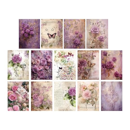Scrapbooking-Kits für Erwachsene | 3D-Schmetterlingspapier für Scrapbooking Tagebuch – ästhetisches Vintage-Scrapbook-Papier für Bastelsets von Tagebuchplanern von Generic