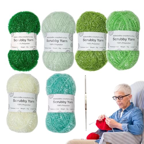 Scrubby Garn – Polyester-Häkelgarn für Geschirrtücher – Häkelgarn für Geschirrtücher, Schrubby-Polyester-Garn, stabil für Geschirrtücher von Generic