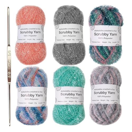 Scrubby Garn für Geschirrtücher, Scrubby Shine Garn - Häkelgarn aus Polyester mit verschiedenen Farben für Geschirrtücher,Exquisites Häkelgarn, Geschirrtuchgarn für a Scrubby Garn für Geschirrtücher, Scrubby Shine Garn - Häkelgarn aus Polyester mit verschiedenen Farben für Geschirrtücher,Exquisites Häkelgarn, Geschirrtuchgarn für a von Generic