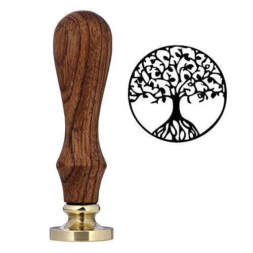Seal Stamp Wax Seal Stamp Initial with Wooden Handle for Envelopes Letter Postcard Invitation Card Wine Package (Tree of Life) von Generic