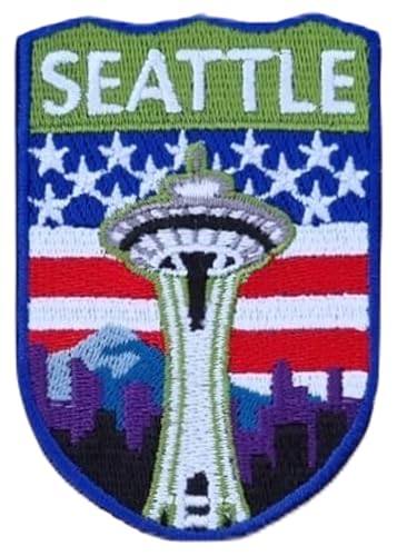 Seattle Washington Shield Patch (7,6 cm) zum Aufbügeln, Abzeichen für Reisen, USA, Souvenir, Emblem für Rucksäcke, Jacken, Hüte, Taschen, Basteln, Geschenkflicken von Generic