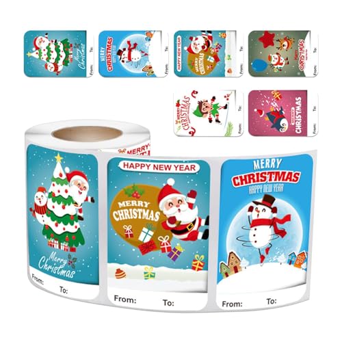 Selbstklebende Etiketten für Weihnachten, 250 x Weihnachtsaufkleber – 250 x Weihnachtsaufkleber – Rollen mit festlichen Aufklebern, selbstklebend, Urlaubsgeschenke von Generic