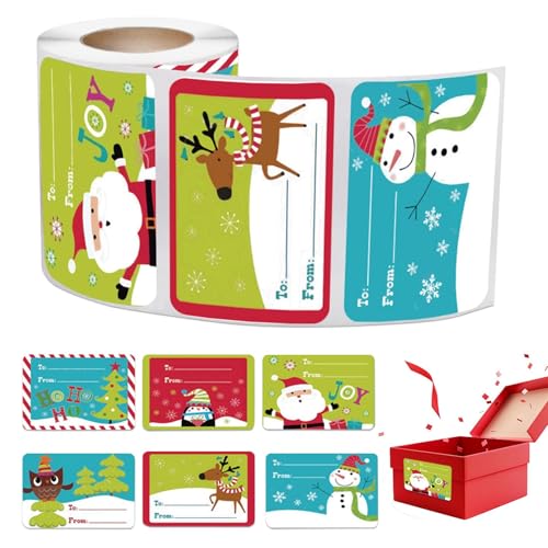 Selbstklebende Etiketten mit Namen, Weihnachtsaufkleber, 250 Stück, mit Namen, Cartoon, Rollen mit festlichen Aufklebern, Souvenir von Generic