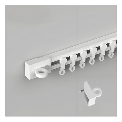 Selbstklebende Gardinenschiene Vorhangschiene 1-5m, Ohne Bohren Selbstklebende Schiebevorhang Deckenmontage Wandmontage für Vorhänge Raumteiler, Geräuschlose(Side-Mounted,1.1m(3.6ft)) von Generic