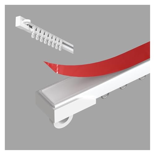 Selbstklebende Vorhangschiene Weiß Ohne Bohren Gardinenschiene Einzel Gardinenstangen für Decke Oder Wand Versteckte Vorhangschiene für Erkerfenster/Decke/Wand/Türöffnung(Side,60cm/1.96') von Generic