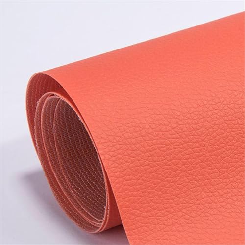 Selbstklebender PVC-Reparaturflicken mit Quermaserung for Leder – Wasserdichtes synthetisches Vinylband for Sofa, Autositz, Couch, Möbel und Tasche – Zuschneidbares DIY-Reparaturset(Orange,19.7*196.8i von Generic