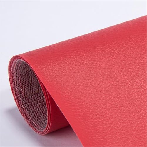 Selbstklebender PVC-Reparaturflicken mit Quermaserung for Leder – Wasserdichtes synthetisches Vinylband for Sofa, Autositz, Couch, Möbel und Tasche – Zuschneidbares DIY-Reparaturset(Red,15.7*196.8ins) von Generic