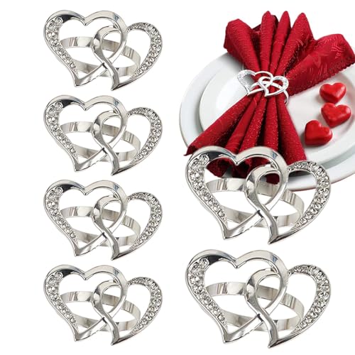 Serviettenringe in Herzform, 6 x hohle Strass-Schnalle | Valentinstagsdekoration für Feiertage, Tische, Anwendungsbereich Serviettenringe in Herzform, 6 x hohle Strass-Schnalle | Valentinstagsdekoration für Feiertage, Tische, Anwendungsbereich von Generic