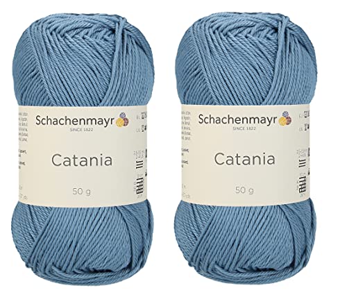 [Set mit 2 Knäuel] SMC Catania Originals 100 % merzerisiertes Baumwollgarn, insgesamt 100 g. Je 50 g / 125 m Amigurumi-Garn Fine-Sport 2 (421 Denim) von Generic