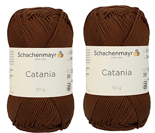 [Set mit 2 Knäuel] SMC Catania Originals 100 % merzerisiertes Baumwollgarn, insgesamt 100 g. Je 50 g / 125 m Amigurumi-Garn Fine-Sport 2 (157 Marone) von Generic