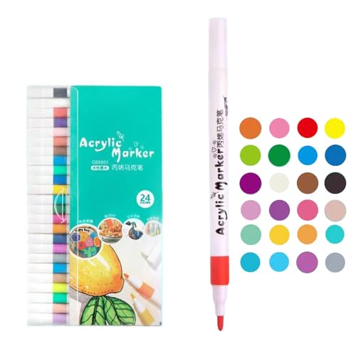 Set mit 30 Acrylfarbenstiften: Permanentmarker mit mittlerer Spitze zum Zeichnen und Ausmalen auf Glas, Stoff, Metall, Holz, Keramik, tragbare Acryl-Filzstifte von Generic