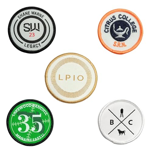 Set mit 5 benutzerdefinierten bestickten Aufnähern – gemischte Design-Logos für Jacken, Rucksäcke, Uniformen und Bastelprojekte Set mit 5 benutzerdefinierten bestickten Aufnähern – gemischte Design-Logos für Jacken, Rucksäcke, Uniformen und Bastelprojekte von Generic