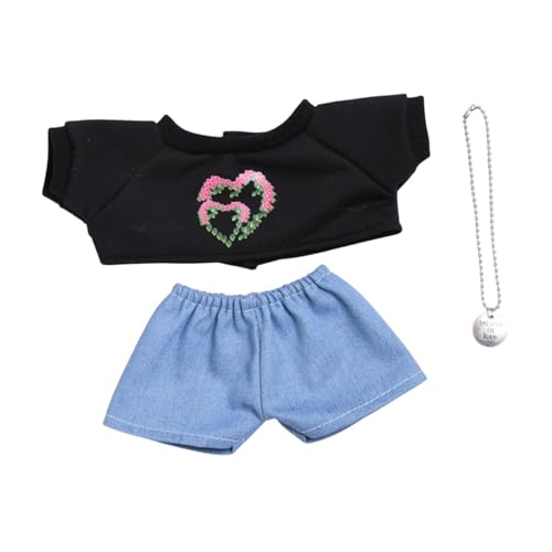 Set von 3 Puppen Outfits mit T Shirt Und Hosen Halskette, Mini Kleidung für 15 Zoll Puppengeschenkset, Schwarz Blau Set von 3 Puppen Outfits mit T Shirt Und Hosen Halskette, Mini Kleidung für 15 Zoll Puppengeschenkset, Schwarz Blau von Generic