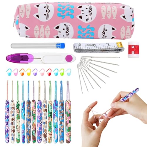Set von Häkelhaken: Häkelhakengriff, Griff Häkelnadel | Drahtstrümpfe aus Edelstahl, Hüte, Handschuhe, Wolle Handwerk Paar Stricknadeln von Generic