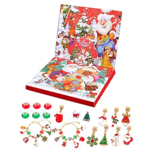 Set zum 24-Tage-Rückwärtsrechnung für Kinder – Armbänder für Adventskalender "Weihnachts", Schmuckherstellungsset | Set zum Basteln von Schmuck für Kinder mit Ornamen von Generic