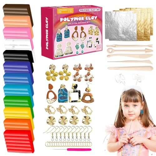 Set zur Herstellung von Ohrringen aus Ton – 148 x Ohrstecker-Set aus Ton zum Basteln | Zubehör zur Schmuckherstellung, Kunst- und Bastelbedarf für Ton, Schmuckherstellung von Generic