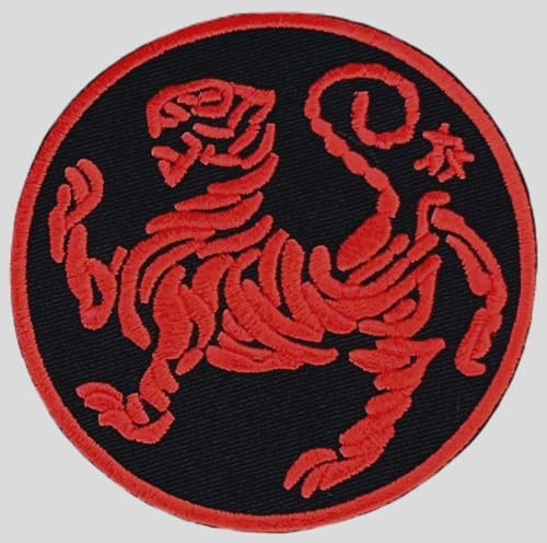 Shotokan Karate Patch (8,9 cm) Bügeln/Aufnäher, roter Tiger, Kimono, Gi, japanische Kyoku, Kampfsport, Selbstverteidigung, Kanji, Japan, DIY-Geschenk-Patches von Generic