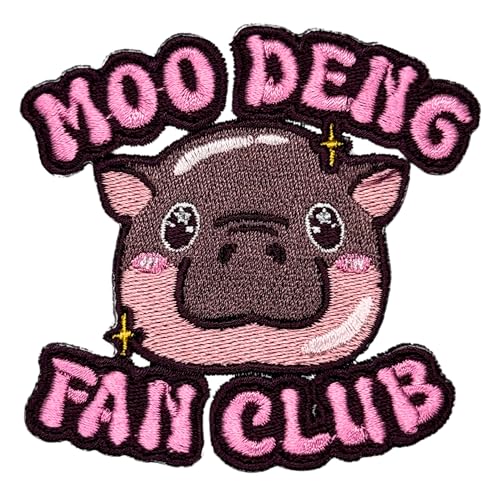 Siam Accs Moo Deng Fan Club Baby Nilpferd Cute Patch Stickerei Aufbügler Aufnähen für Kleidung Rucksäcke Jeans Motorrad Nähen auf benutzerdefinierte Jacken Hüte Taktische Taschen Dekoration von Generic