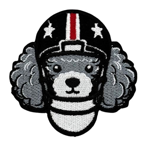 Siam Accs Rugby-Fans, Pudel-Hund mit Helm, niedlicher Aufnäher, Stickerei, American Football-Fan, Lieblings-Team, zum Aufbügeln oder Aufnähen für Kleidung, Rucksäcke, Jeans, Motorrad, zum Aufnähen von Generic