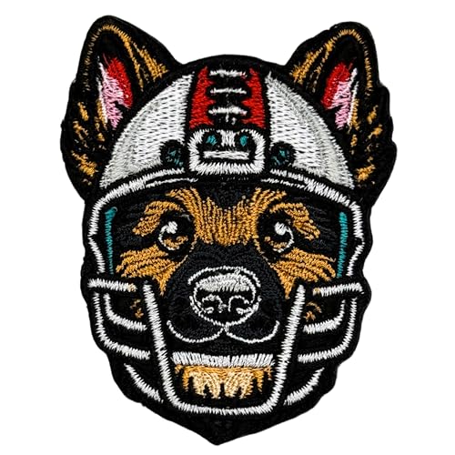Siam Accs Rugby-Fans Deutscher Schäferhund mit Helmaufnäher, Stickerei, American Football-Fan, Lieblingsteam, zum Aufbügeln oder Aufnähen, für Kleidung, Rucksäcke, Jeans, Motorrad, individuelle Jacken von Generic