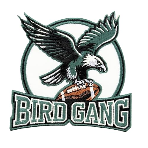 Siam Accs Rugby-Fans Philadelphia Bird Gang Patch Stickerei (weiß) für American Football Fan Lieblingsteam zum Aufbügeln oder Aufnähen, bestickter Aufnäher von Generic