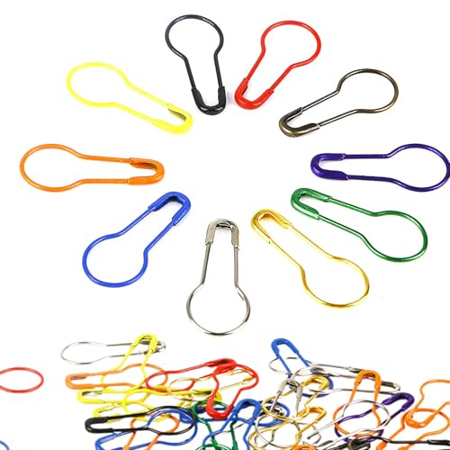 Sicherheitsnadeln, 100 Stück Calabash Pin, 10 Farben Metall Pins, Sicherheit Pin, Safety Pins für Kunsthandwerk Nähen Schmuckherstellung Heimarbeitsplatz(Farbe Zufällig) von Generic