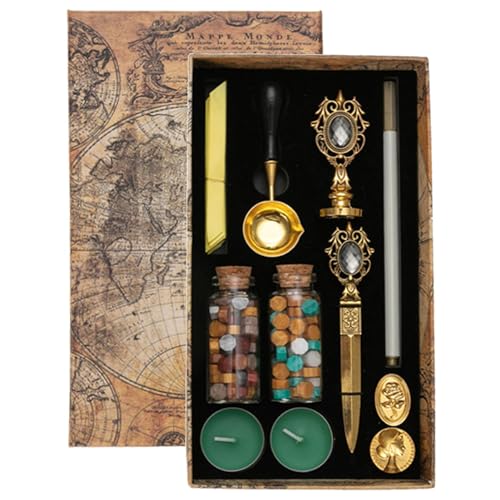Siegelwachs-Stempel-Set – Vintage-Feuerlack- -Set mit austauschbaren Stempeln | Perfekt für personalisierte Wachssiegel, Geschenkpapier, Umschläge Siegelwachs-Stempel-Set – Vintage-Feuerlack- -Set mit austauschbaren Stempeln | Perfekt für personalisierte Wachssiegel, Geschenkpapier, Umschläge von Generic