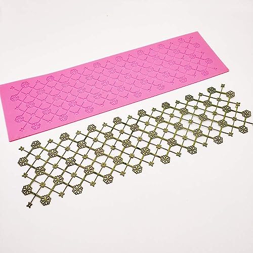 Silikon Fondant Prägematte Sugarcraft Gitter Blume Spitze Muster Kuchen Matten Fondant Gebäck Prägematte Fondant Kuchen Dekorieren Form Zucker Spitze Pad Backen Werkzeuge von Generic