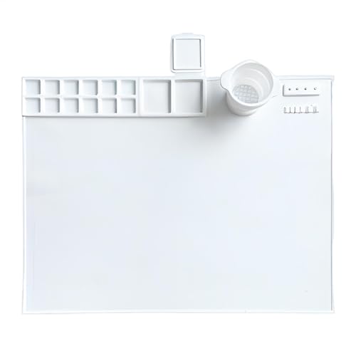 Silikon-Malmatte – Silikon-Künstlermatte mit Palette, waschbare Graffiti-Silikonfolie, Gießformmatte mit Tasse, ideal für Kunstmalerei, Ton, Kinderhandwerk von Generic