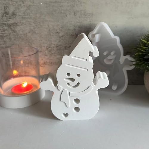 Silikonform Gießformen Schneemann Kerzenhalter 3D Silikon Kerzenformen Weihnachten Schneemann Gips zum Gießen Weihnachts Silikonformen Seifenform Gießform für Sojawachs Kerzen, Seife, Gips (A) von Generic