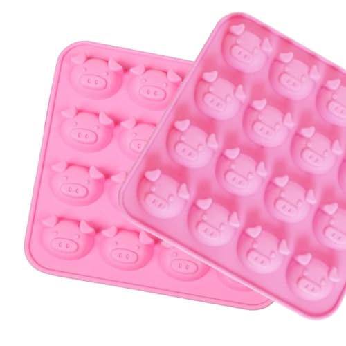 Silikonform Schwein mit 16 Mulden 2 Stück Eiswürfelform Lustig 3D Silikon Gießform Schweinchen Emoticons Non-Stick Food Grade Silikonform Eiswürfel für Schokolade Süßigkeiten Gelee Fondant (01-Rosa) Silikonform Schwein mit 16 Mulden 2 Stück Eiswürfelform Lustig 3D Silikon Gießform Schweinchen Emoticons Non-Stick Food Grade Silikonform Eiswürfel für Schokolade Süßigkeiten Gelee Fondant (01-Rosa) von Generic