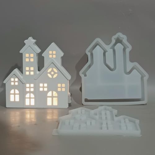 Silikonform Weihnachten Haus, Silikonformen Gießformen Weihnachten Häuser, Gießformen Silikon Häuser Gips zum Gießen Gießform Burg Giessformen Silikon Gipsformen Zum Gießen für DIY Kerzen (A) von Generic