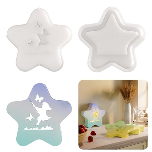 Silikonform Weihnachten Stern, Silikonformen Gießformen Weihnachten Gipsformen zum Gießen Gießformen Silikon Weihnachten Gießform Stern für Kerzen und Gips DIY Weihnachtsdeko (A) von Generic