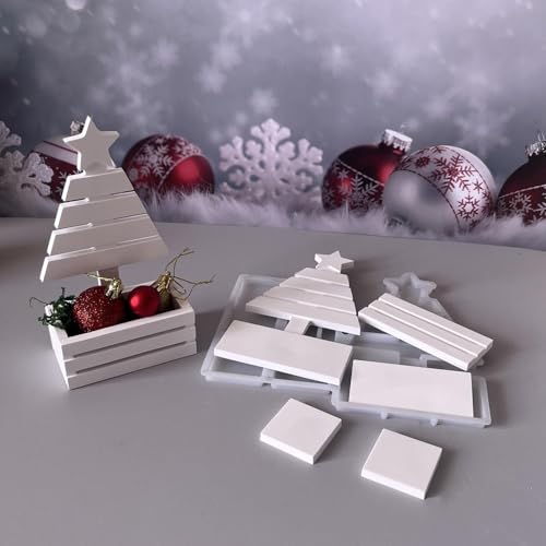 Silikonform Weihnachtsbaum mit Aufbewahrungsbox, Silikonformen Gießformen Weihnachten Gießformen Silikon Weihnachten Baum Gipsformen zum Gießen Silikonform Weihnachten Baum für DIY Kerzen (A) von Generic