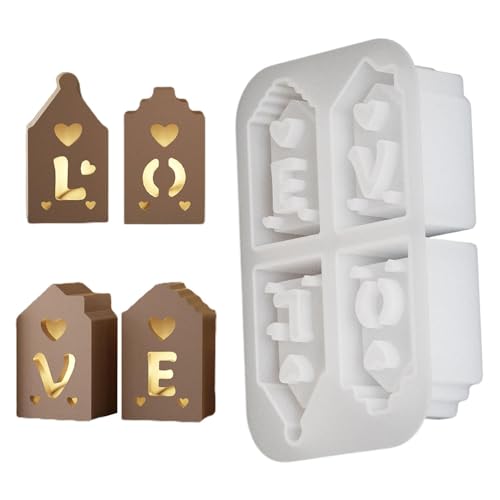 Silikonform für Haus-Harzguss, Harzform für romantisches Liebeshaus, Dekorationswerkzeug für Kuchen mit 4 Mulden, Seifenherstellung von Generic